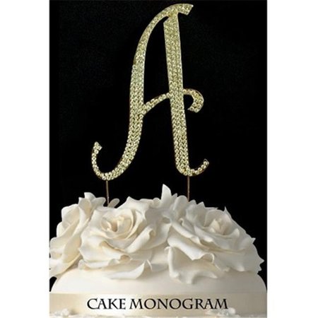 DE YI ENTERPRISE De Yi Enterprise 33015-Ag Monogram Cake Toppers - Gold Rhinestone - A 33015-Ag